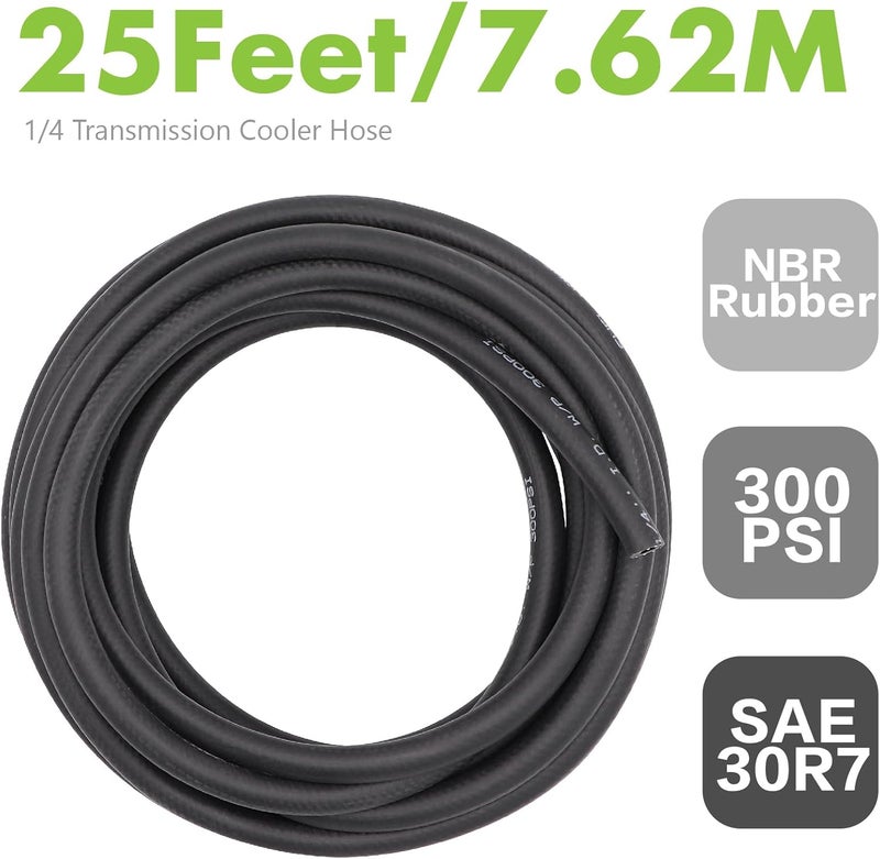 Jeemiter 1/4 Inch Fuel Line Hose 25FT - Flexible NBR Rubber with 10 Clamps for Gasoline, Oil, Automotive & Marine Engine Systems - Image 4